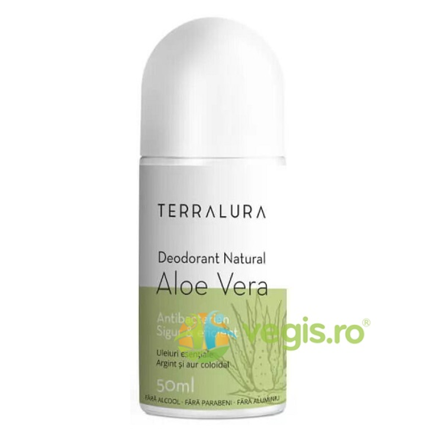 Deodorant Natural Roll-On cu Aloe Vera, Argint și Aur Coloidal de la TERRALURA.  Permite transpirația, dar înlătură mirosul neplăcut al acesteia