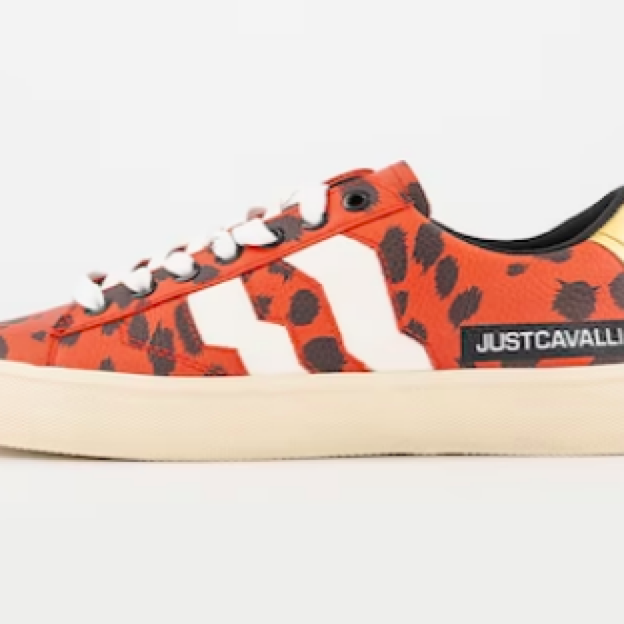 JUST CAVALLI Pantofi sport de piele cu animal print