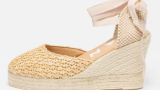 Manebi Sandale-espadrile wedge cu barete înfășurabile