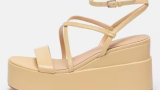 Guess Sandale wedge de piele cu barete multiple