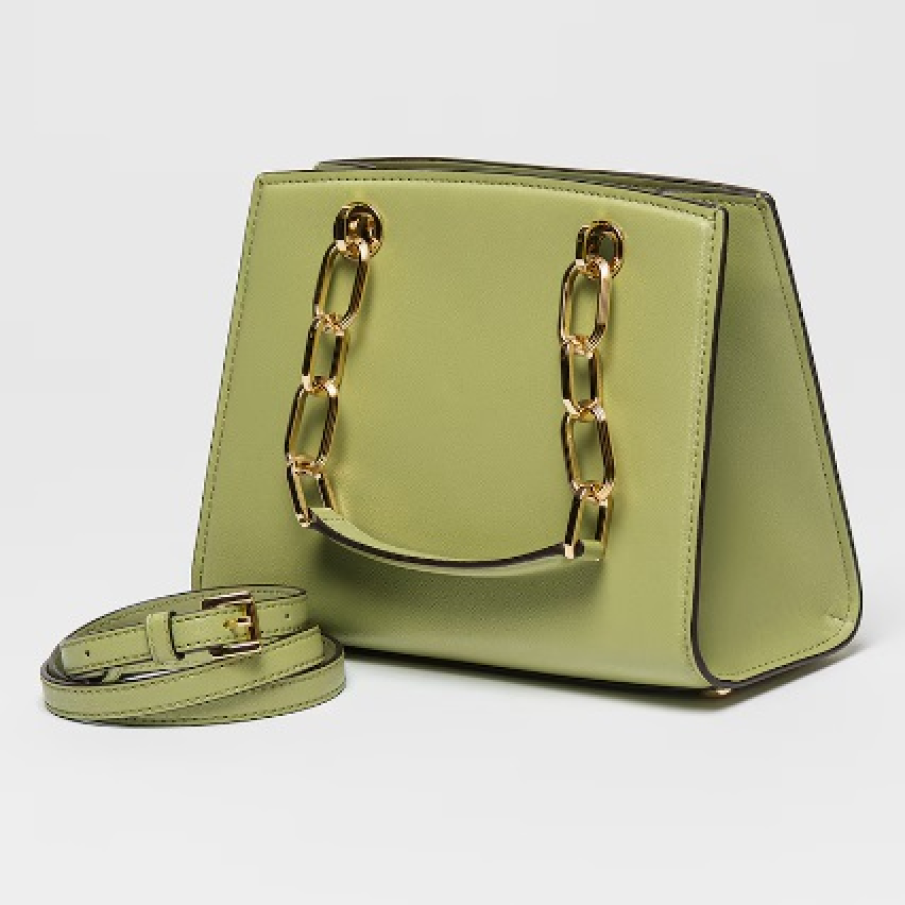 Geantă verde Michael Kors, tip crossbody, din piele, cu mânere din lanț