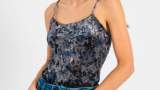 GUESS JEANS Body de catifea cu decupaj pe spate