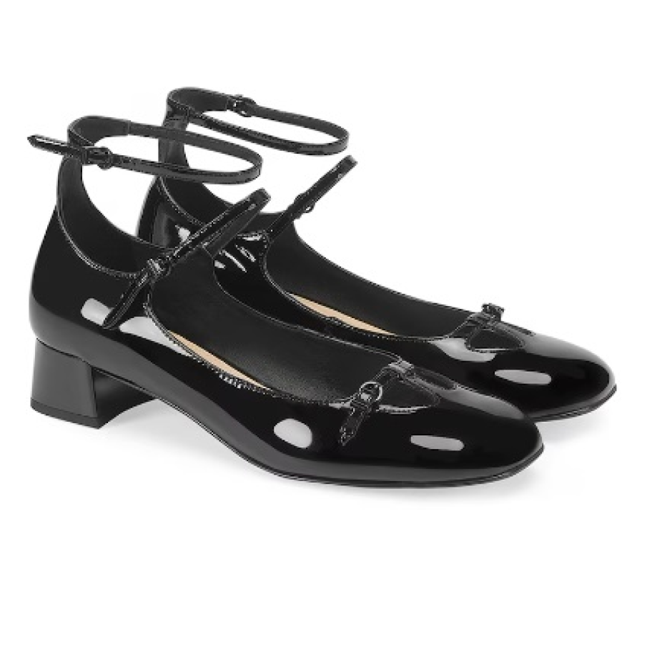 Pantofi Mary Jane de piele lăcuită de la Potamy cu aspect elegant și barete delicate și finuțe 