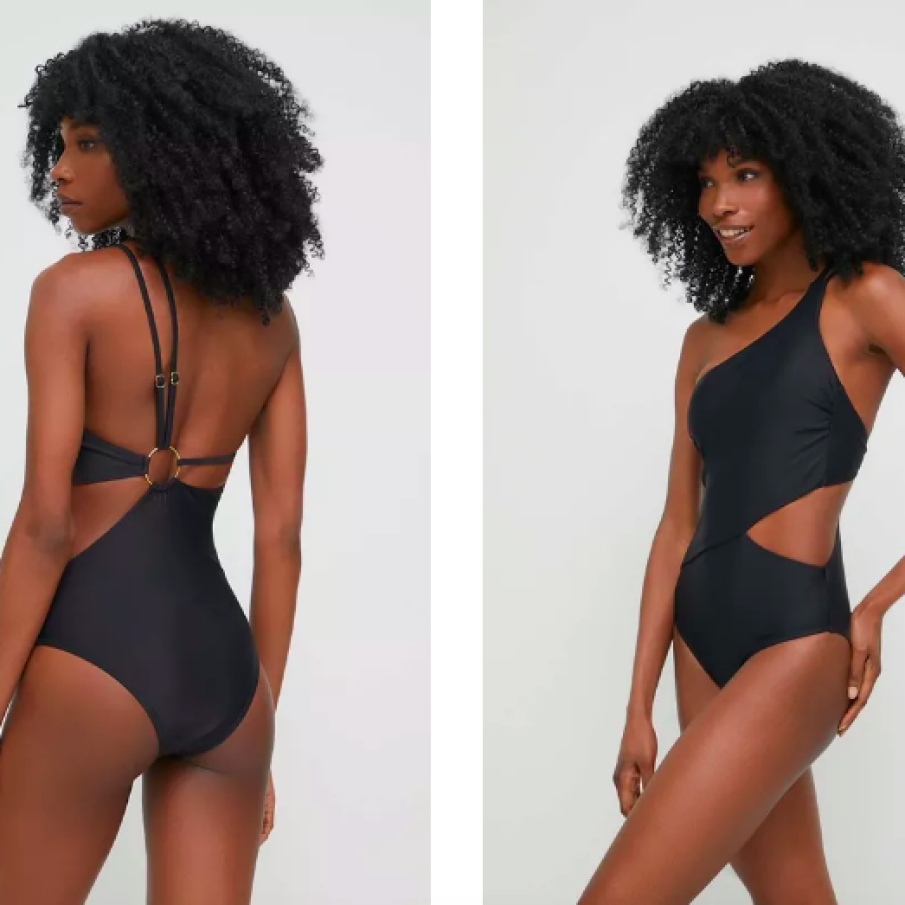 Answear Lab costum de baie dintr-o bucată culoarea negru