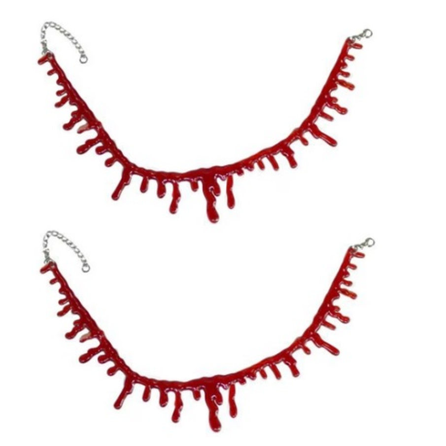 Colier tip choker de Halloween, cu model în formă de șiroaie de sânge 