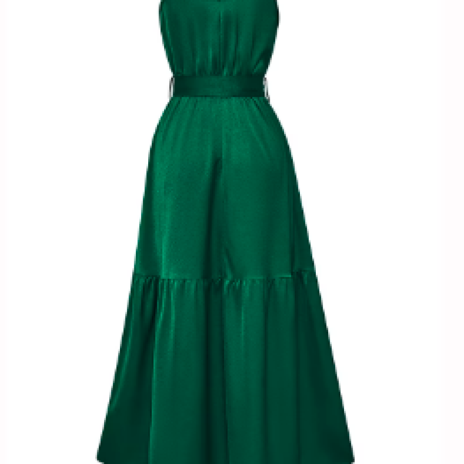 Rochie lunga Cocktail, Dama, Guler înalt, Poliester, Verde