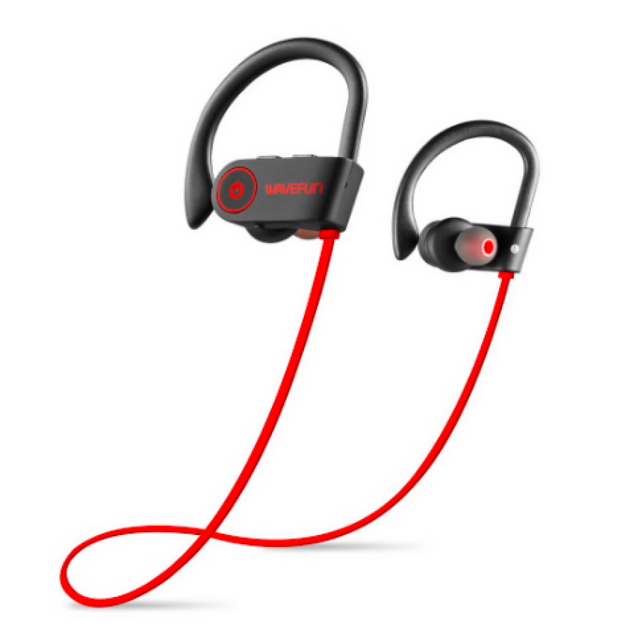 Căști handsfree bluetooth stereo wireless, Wavefun Professional X Buds, Roșu/Negru, Sport Alergare