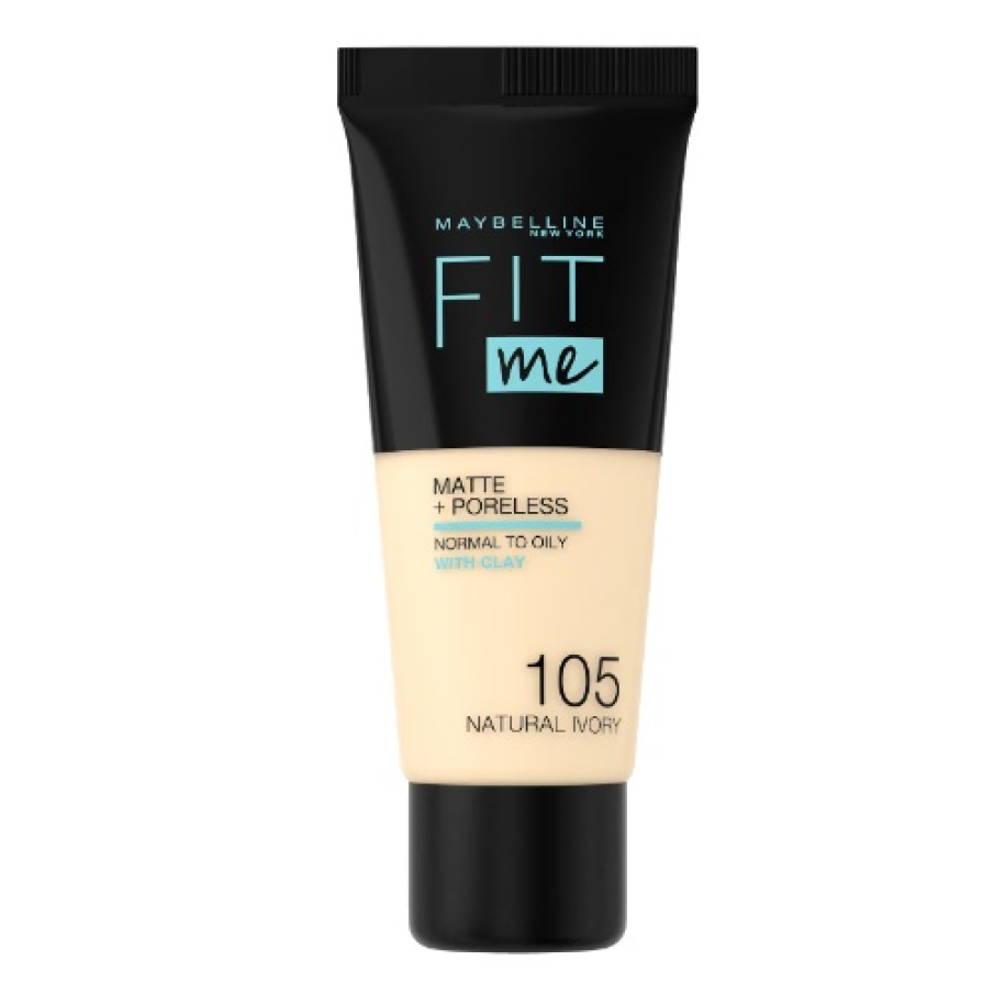 Fondul de ten Maybelline New York Fit Me Matte & Poreless absoarbe excesul de sebum, se adaptează tonului pielii și estompează porii. Are o formulă îmbogățită cu argilă care absoarbe excesul de sebum