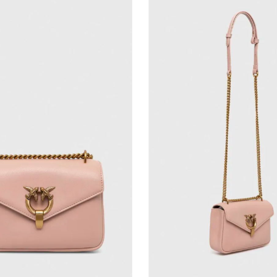 Pinko Geantă crossbody de piele cu aplicație logo metalică Love One