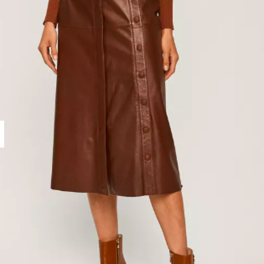 Sportmax Code - Fustă midi de piele maro