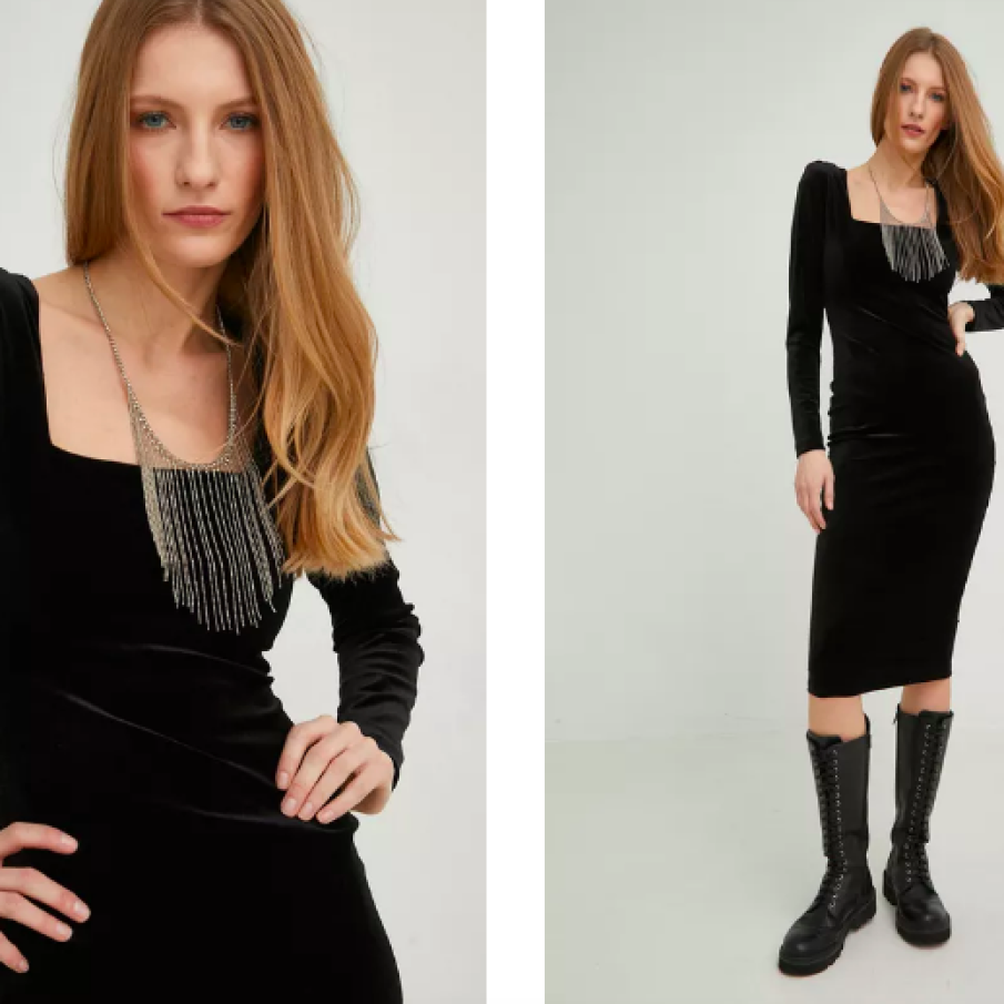 Answear Lab rochie culoarea negru, midi, mulată